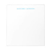 Name Calligraphy Script Plain Simple White Blue ノートパッド (正面)