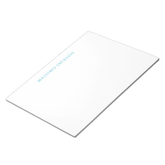 Name Calligraphy Script Plain Simple White Blue ノートパッド (アングル)