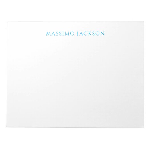 Name Calligraphy Script Plain Simple White Blue ノートパッド (正面)