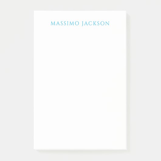 Name Calligraphy Script Plain Simple White Blue ポストイット (正面)