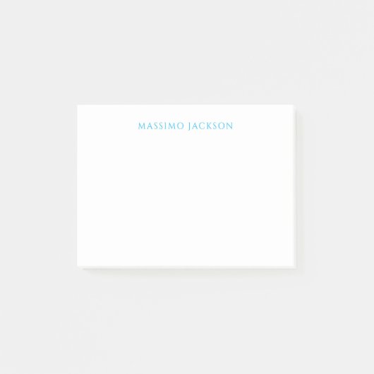 Name Calligraphy Script Plain Simple White Blue ポストイット (正面)