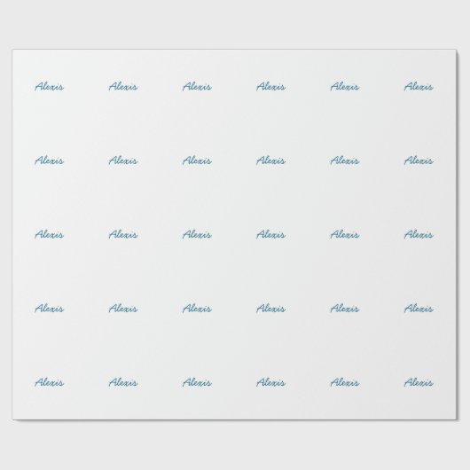 Name Calligraphy Script Plain Simple White Blue ラッピングペーパー (フラット)