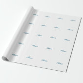 Name Calligraphy Script Plain Simple White Blue ラッピングペーパー (アンロールド)