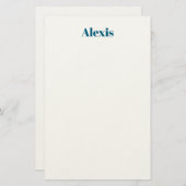 Name Calligraphy Script Plain Simple White Blue 便箋 (正面/裏面)