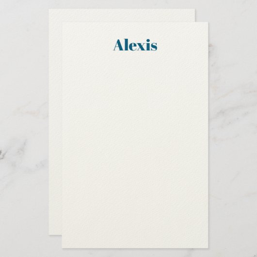 Name Calligraphy Script Plain Simple White Blue 便箋 (正面/裏面)