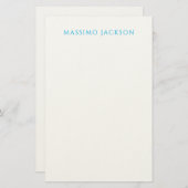 Name Calligraphy Script Plain Simple White Blue 便箋 (正面/裏面)