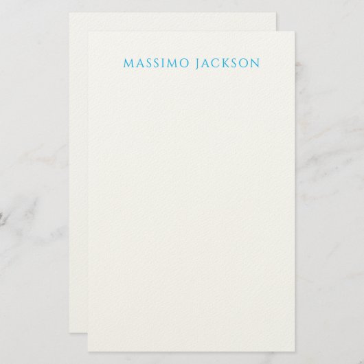 Name Calligraphy Script Plain Simple White Blue 便箋 (正面/裏面)