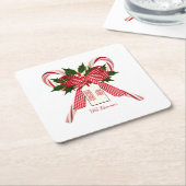 Name Candy Canesからのメリークリスマス スクエアペーパーコースター (アングル)