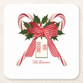 Name Candy Canesからのメリークリスマス スクエアペーパーコースター (正面)