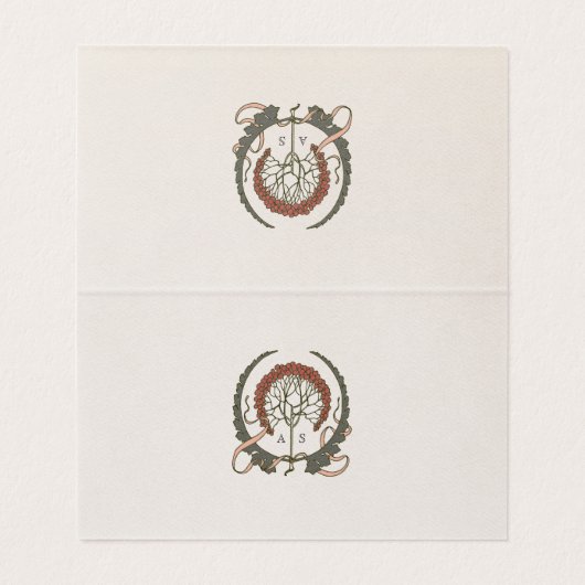 Name Cards Wedding Table Vintage Art Nouveau (内部フラット)