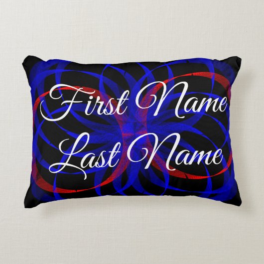 Name Change Double Blue Geometric Accent Pillow アクセントクッション (正面)