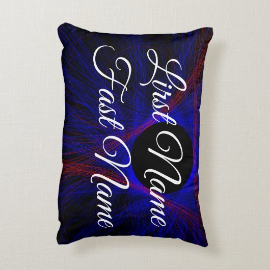 Name Change Double Blue Geometric Accent Pillow アクセントクッション (裏面(縦))