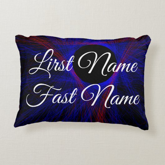 Name Change Double Blue Geometric Accent Pillow アクセントクッション (裏面)