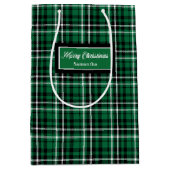 Name Christmas Gift Bags Classic Tartan Keepsake ミディアムペーパーバッグ (正面)