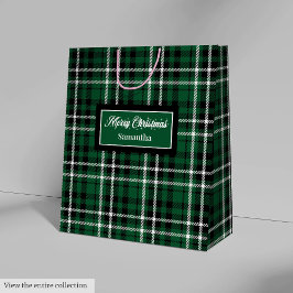 Name Christmas Gift Bags Classic Tartan Keepsake ミディアムペーパーバッグ
