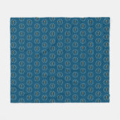 Name (circle monogram) pattern allover Blue フリースブランケット (正面(横))