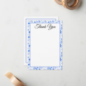 Name, Cobalt Blue Protea Flower Thank You Flat ノートカード (正面/裏面インサイチュ)