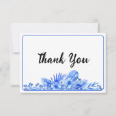 Name, Cobalt Blue Thank You Flat Note Card ノートカード (正面)