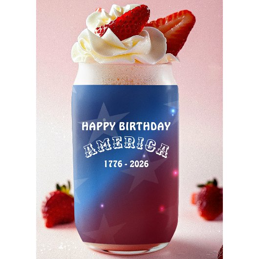 Name || Colorful Happy Birthday America ガラス缶