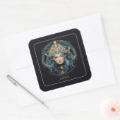 Name Cosmic Virgin Zodiac Symbol Black Gold Virgo スクエアシール (封筒)