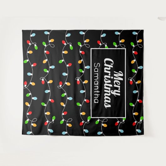 Name Custom Monogram Christmas Lights タペストリー (正面(横))