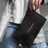 Name, Cute Chic Abstract Pattern Black Pink Gold アクセサリーポーチ