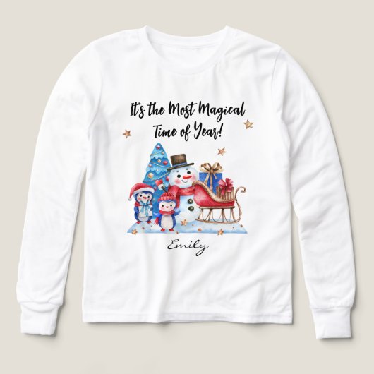 Name || Cute Snowman, Penguins Youth Long Sleeve (デザイン正面)