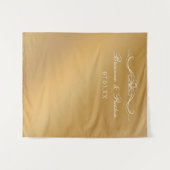 Name & Date Elegant Gold Gradient Wedding Backdrop タペストリー (正面(横))