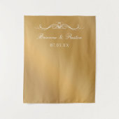 Name & Date Elegant Gold Gradient Wedding Backdrop タペストリー (正面)