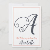 Name Day Saint's Day Letter Aモノグラム 招待状 (正面)