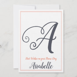 Name Day Saint's Day Letter Aモノグラム 招待状