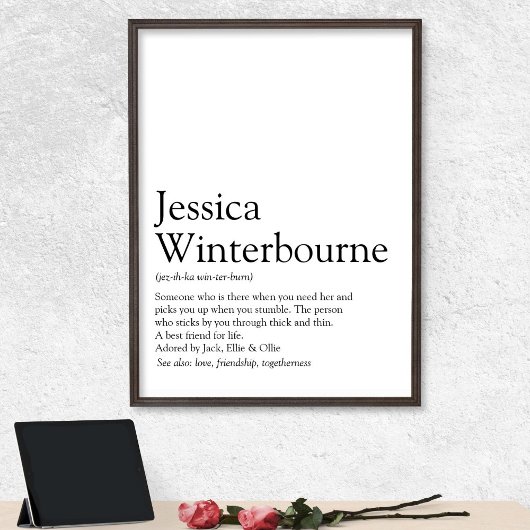 Name Definition Typographic Black and White ポスター