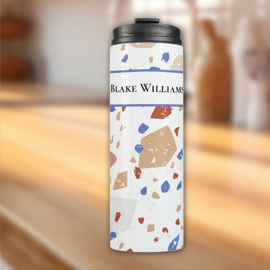 Name, Earth Tones Mosaic Terrazzo Pattern 12oz タンブラー