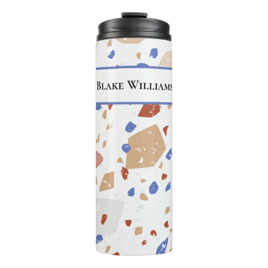 Name, Earth Tones Mosaic Terrazzo Pattern 12oz タンブラー (正面)