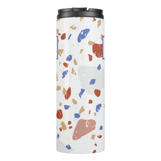 Name, Earth Tones Mosaic Terrazzo Pattern 12oz タンブラー (裏面)