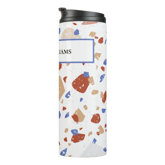 Name, Earth Tones Mosaic Terrazzo Pattern 12oz タンブラー (回転右)