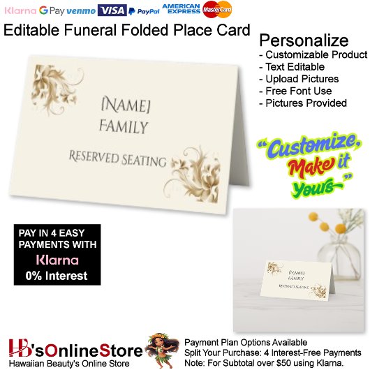 [Name] Family Reserved Seating Memorial Funeral  プレイスカード