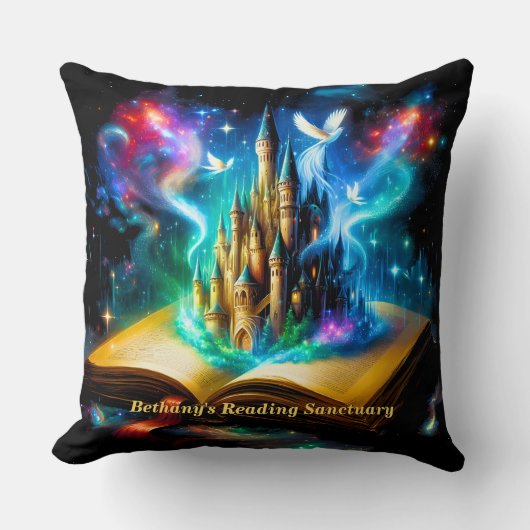 Name, Fantasy Castle Book Novel Reading Sanctuary クッション (正面)