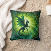 Name, Fantasy Dragon Flying in Green Light Rays クッション (ブランケット)