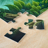 Name, Fantasy Dragon Flying in Green Light Rays ジグソーパズル (側面)