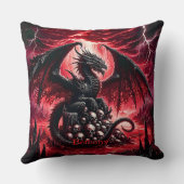 Name, Fantasy Fire Dragon with Skulls  クッション (裏面)