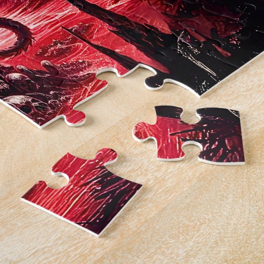 Name, Fantasy Fire Dragon with Skulls  ジグソーパズル (側面)