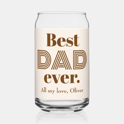 Name, Fathers Day Best DAD Ever 16oz ガラス缶 (正面)