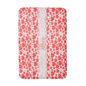 Name Floating Red Valentine's DayハートPattern バスマット (正面縦)