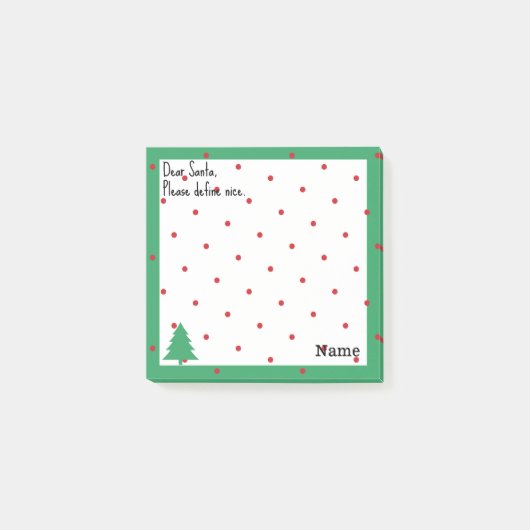 Name, Funny Dear Santa Red Polka Dots ポストイット (正面)