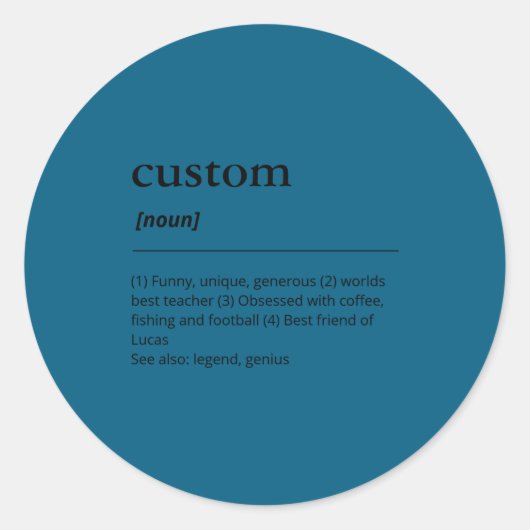 Name Funny Definition Minimalist For Him ラウンドシール (正面)