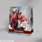 Name Gift Bags Handsome Santa Holiday Keepsake ミディアムペーパーバッグ