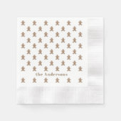 Name, Gingerbread Man Cookies Holiday Paper 縁ありカクテルナプキン (正面)