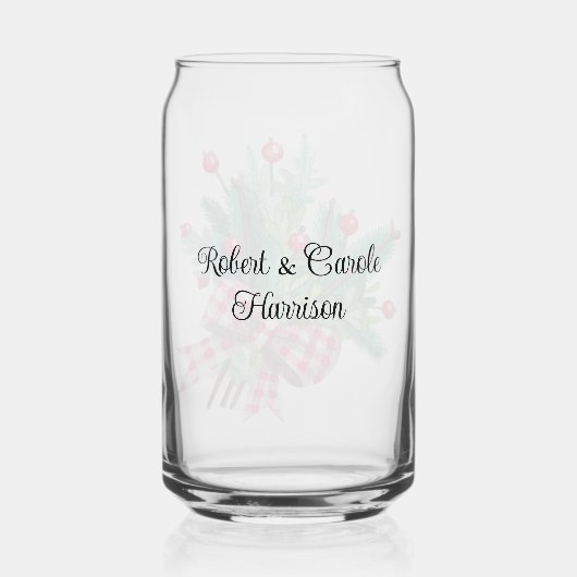 Name, Greenery Red Berries Christmas Bouquet 16oz ガラス缶 (裏面)