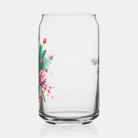 Name, Greenery Red Berries Christmas Bouquet 16oz ガラス缶 (左)